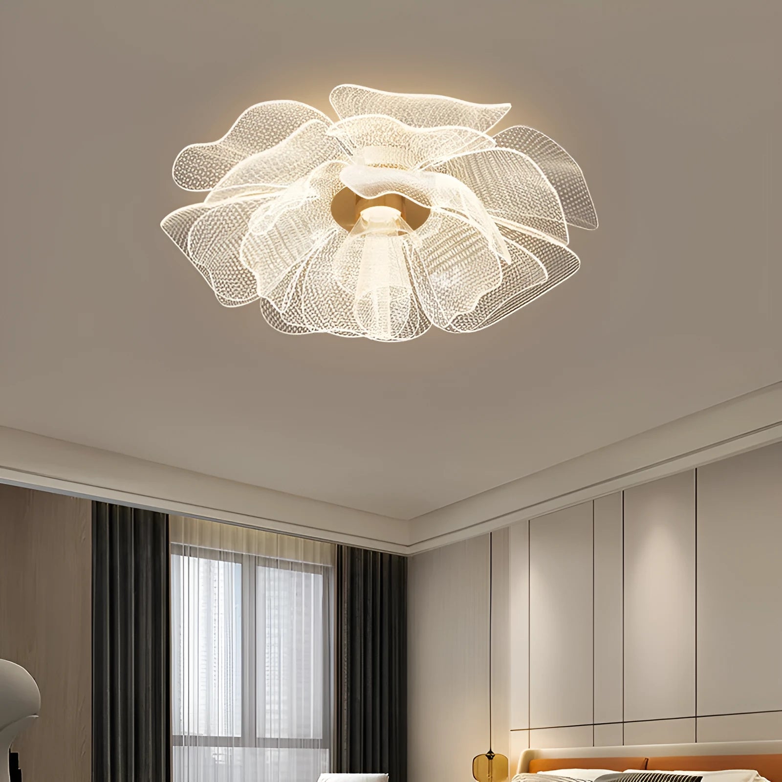 55cm flower acrylic ceiling light with white lampshade and iron frame for bedroom