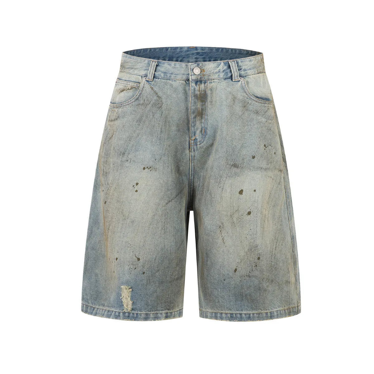 Women's blue cropped denim jeans with straight leg cut and zipper fly closure