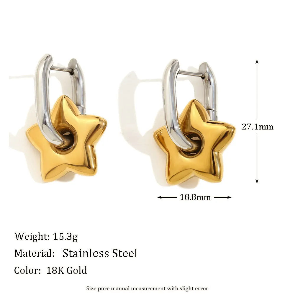 Geometric gold-plated jewellery set with earrings, necklace and bracelet