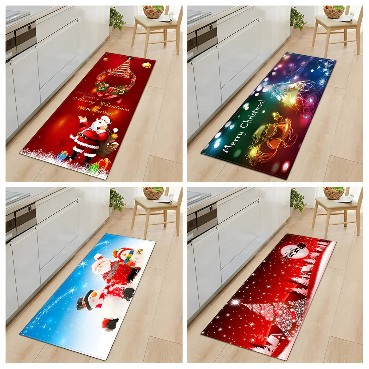 Multicolor cartoon machine-woven polyester bathroom entrance floor mat on tiled floor