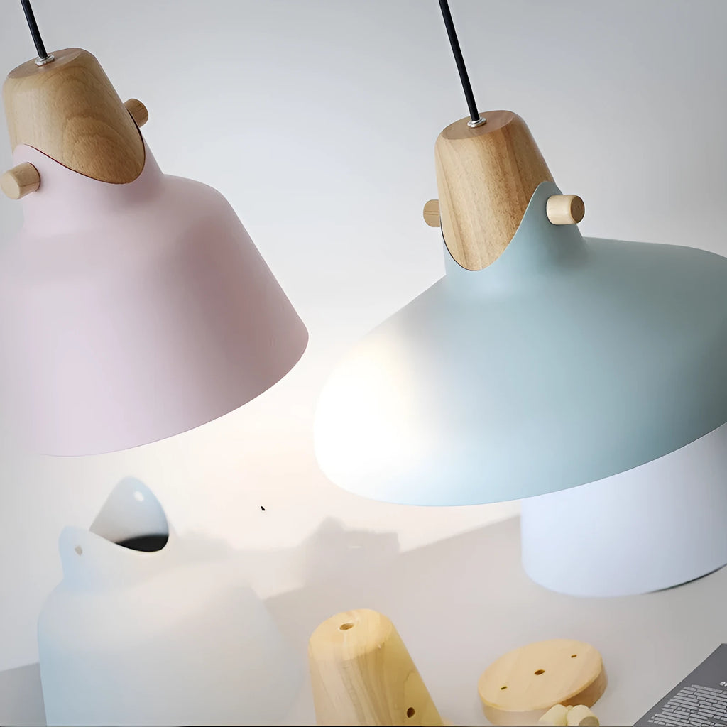 Intelligent pendant lamp with iron lampshade in pink, modern simple Northern Europe style