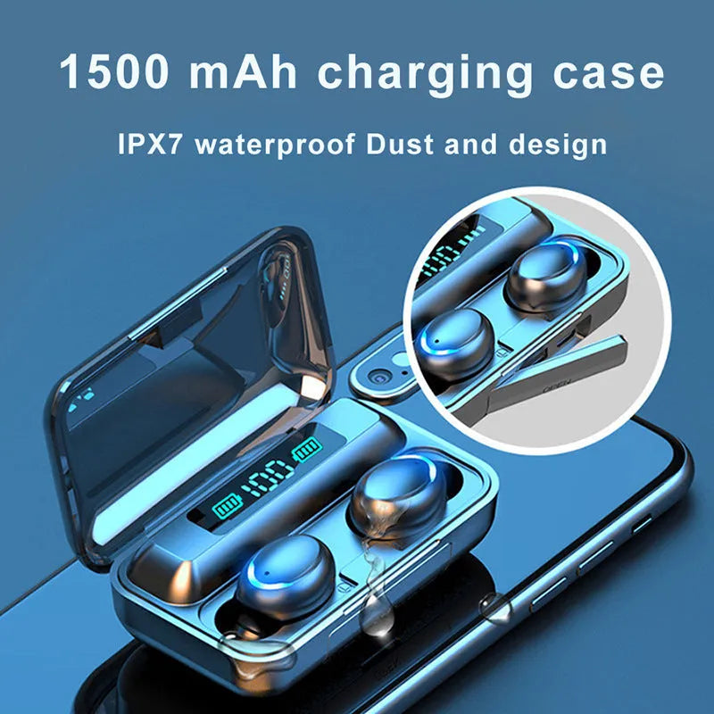 Wireless Bluetooth headset sports mini earplug style in black with USB charging