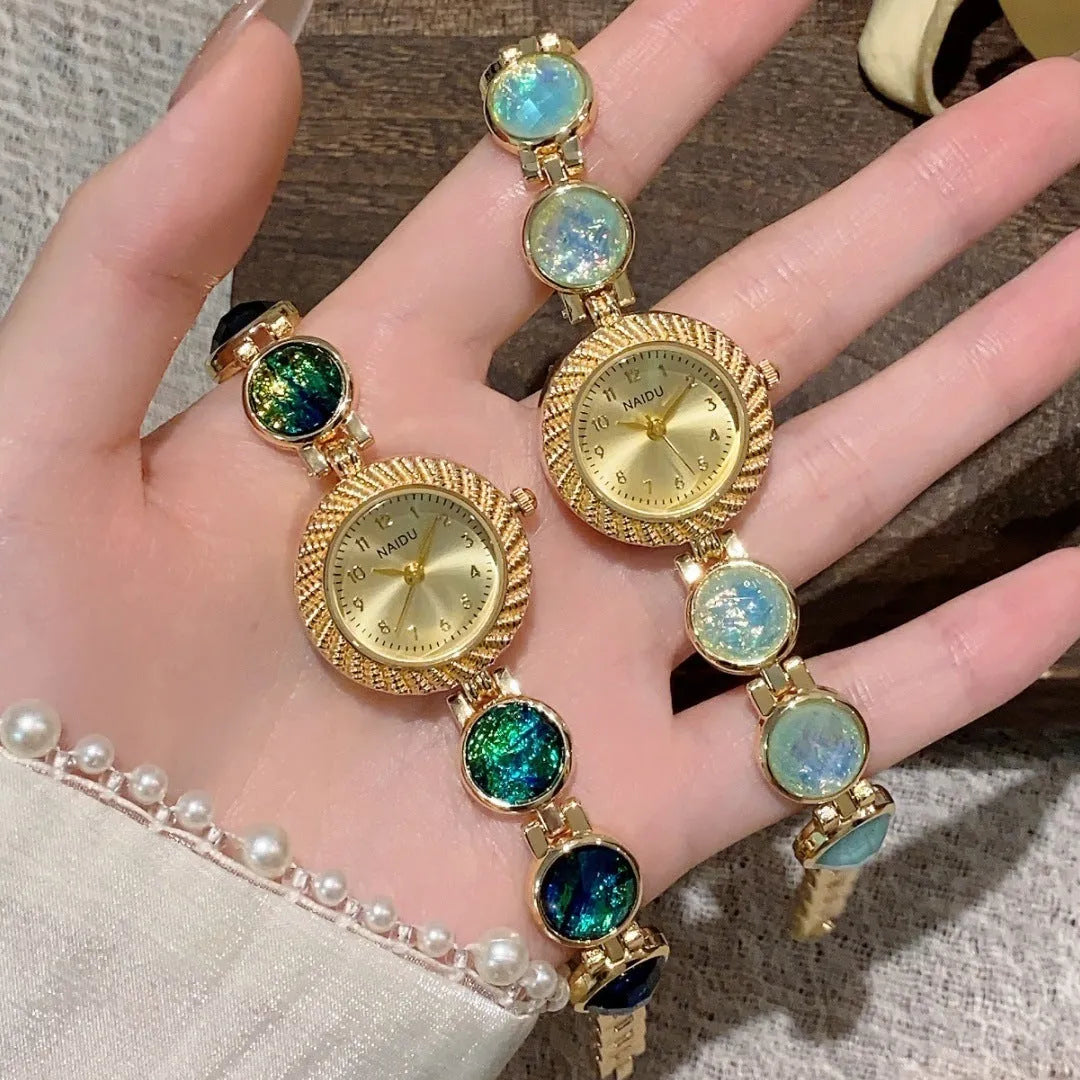 Women's quartz watch with 25mm round dial in six colour options showing spiral crown