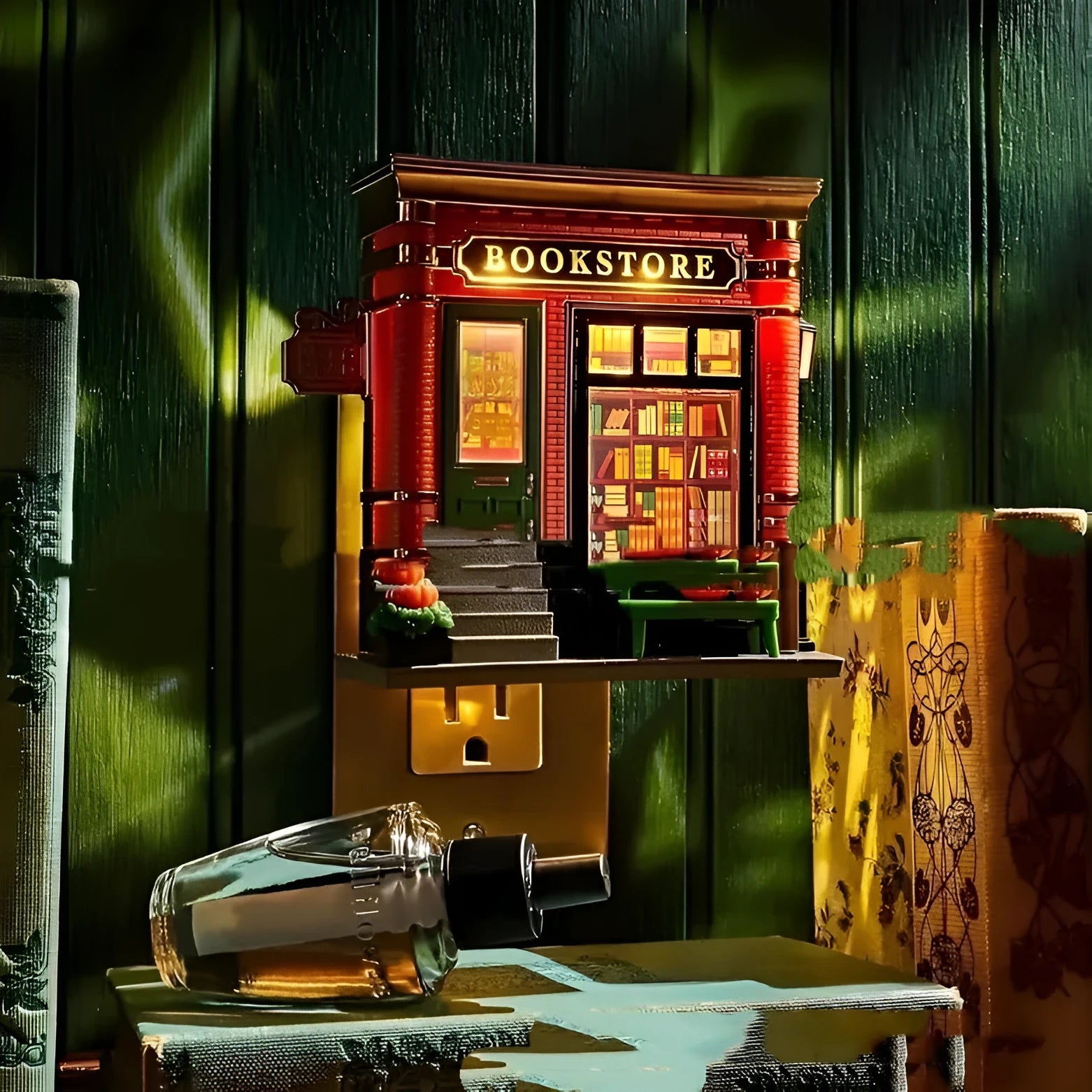Cartoon-style Christmas house small night lamp ornament made of resin.
