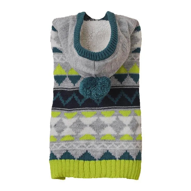 Green diamond pattern acrylic pet sweater for dogs and cats