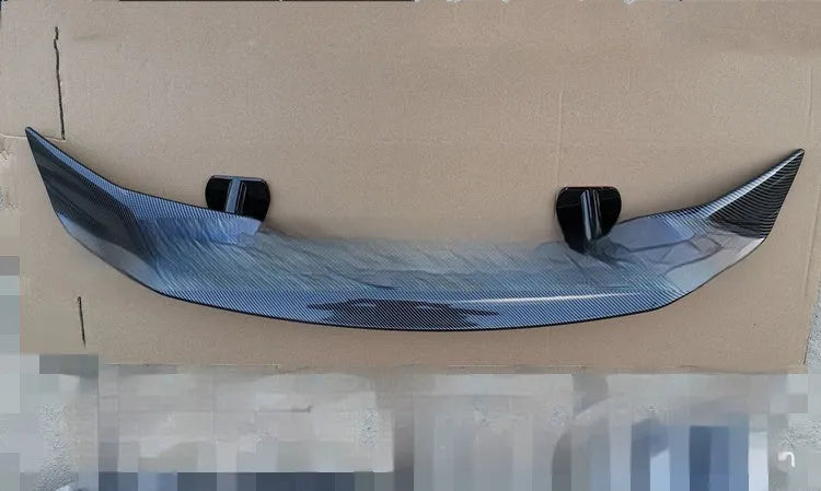 Universal punch-free ABS car spoiler in bright black, carbon, white, and blank finishes.