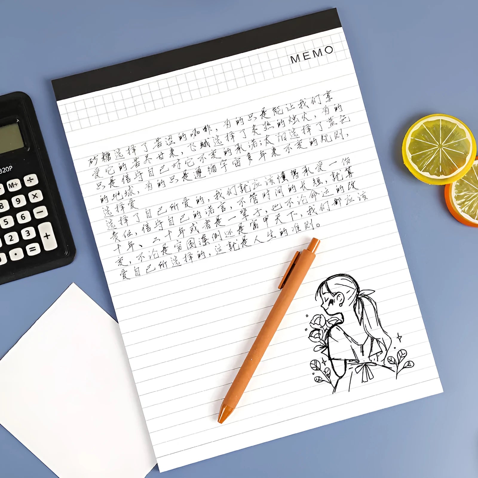 A4 tearable notebook with grid paper and wireless adhesive binding shown in available colour options