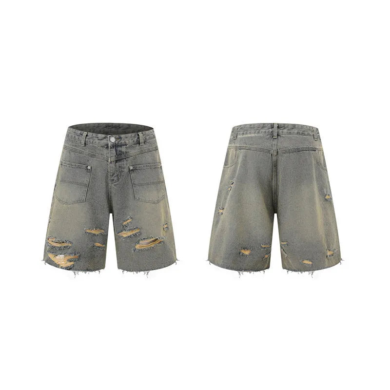 Denim overalls suit with short sleeve top and matching trousers in street style design