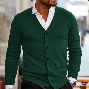 Men's slim fit acrylic cardigan sweater in various colours for autumn winter wear