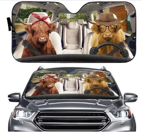 Aluminium foil car sun shield for front windscreen with telescopic fitting