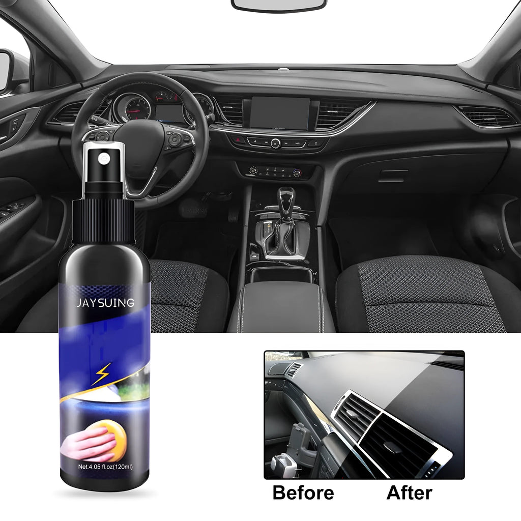 120ml car dashboard renovation detergent with cloth for seat care and dust removal
