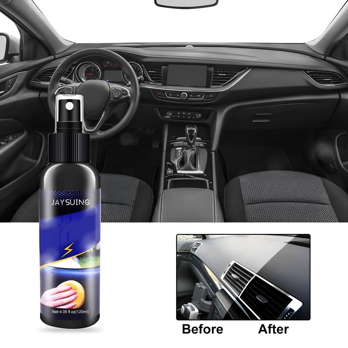 120ml car dashboard renovation detergent with cloth for seat care and dust removal
