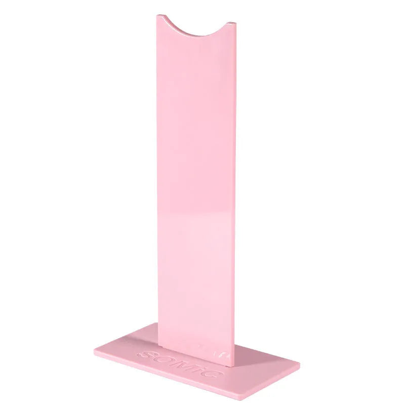 Pink detachable headphone stand with non-slip silicone base measuring 14x7.5x25.5cm