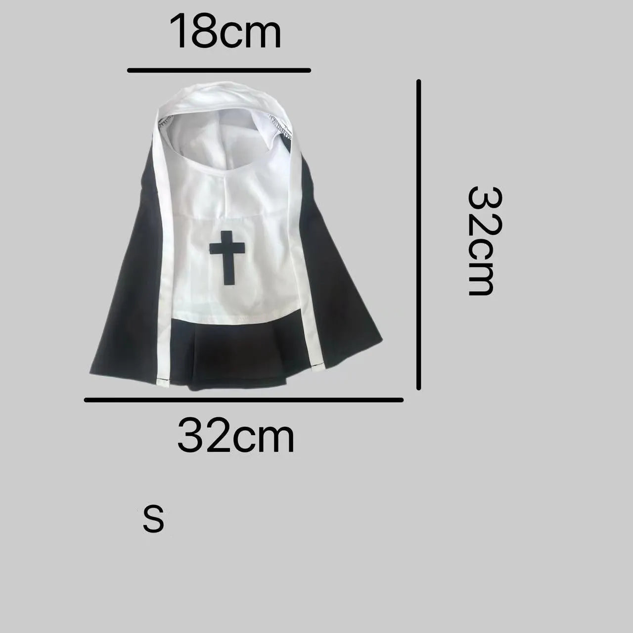 Black and white dog nun costume with cloak for Halloween pet parties