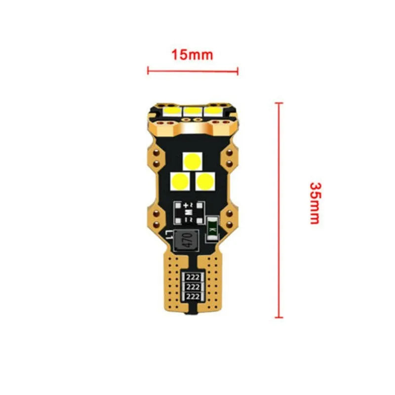 T15 format automotive reverse light with white 6000K illumination and PVC housing