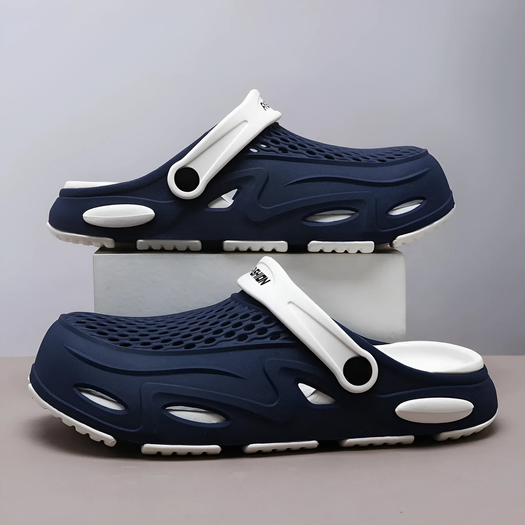 Men's grey EVA beach slippers with closed toe design and non-slip sole