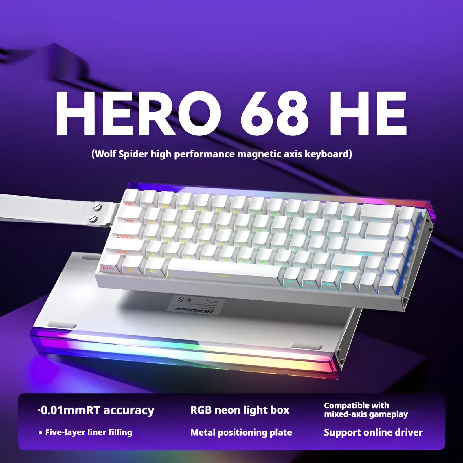 Magnetic axis mechanical keyboard with RGB lighting and engraved side design