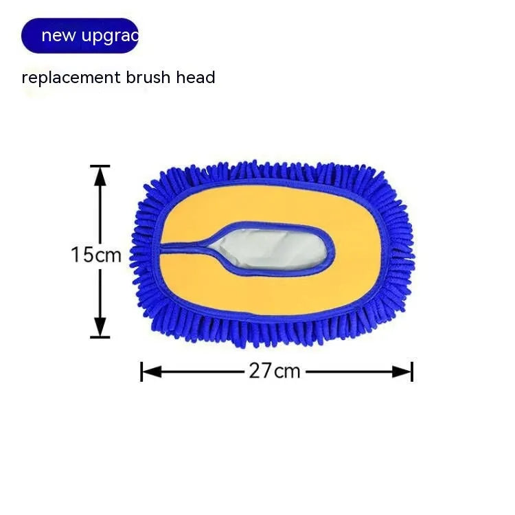 Telescopic curved aluminium car wash mop with chenille brush head in yellow colour