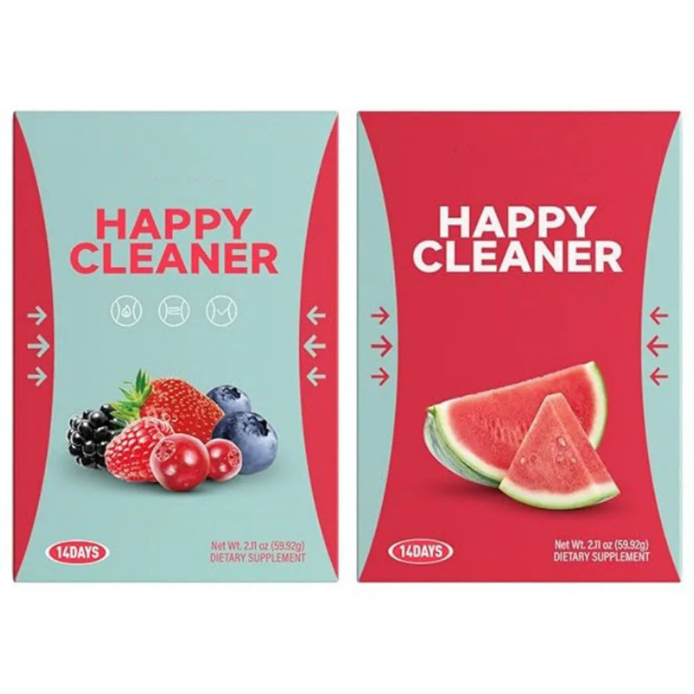 Watermelon Electrolytic Powder HAPPY CLEANER pack for adults, available in Strawberry flavour and Watermelon Flavour