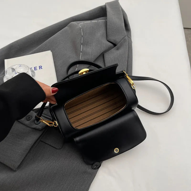 A personalised women's casual messenger bag with letter detailing, shown in beige, black, khaki, and pink colour options.