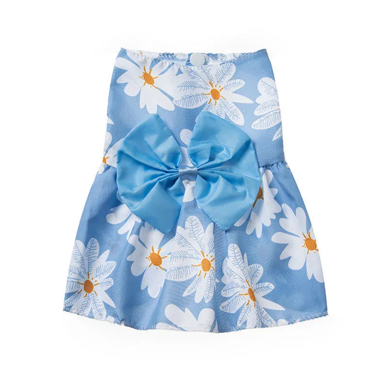 Ultra-thin pet dress with floral butterfly knot princess design in multiple bow colour options