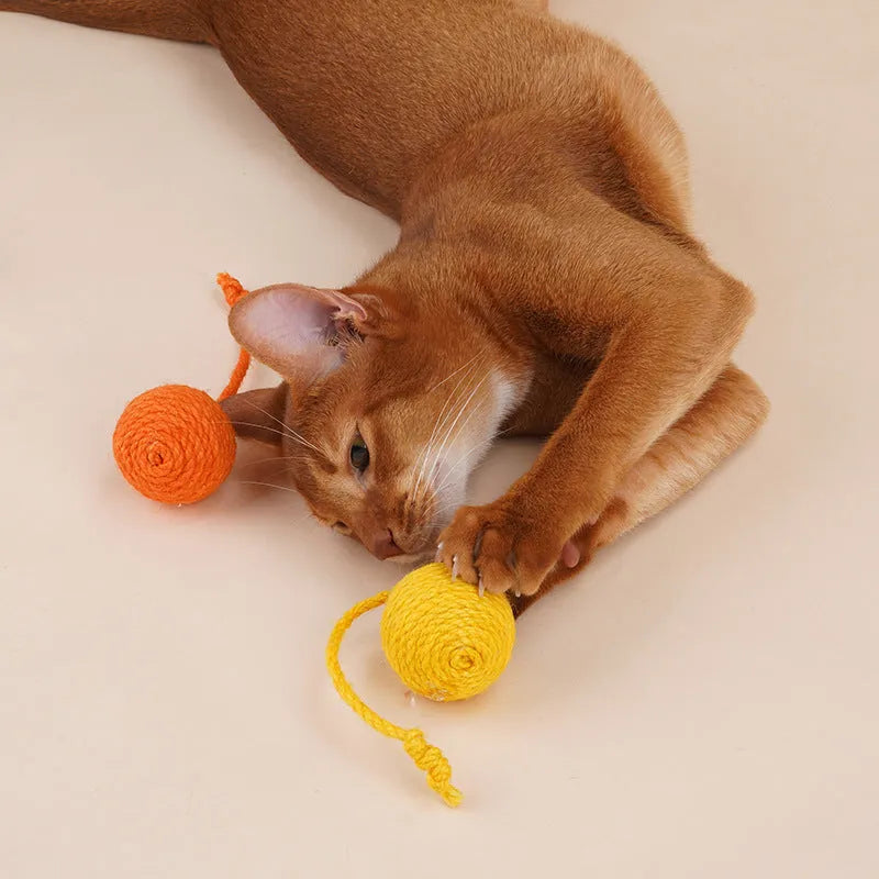 Cat teaser stick with bite-resistant catnip ball measuring 255mm long