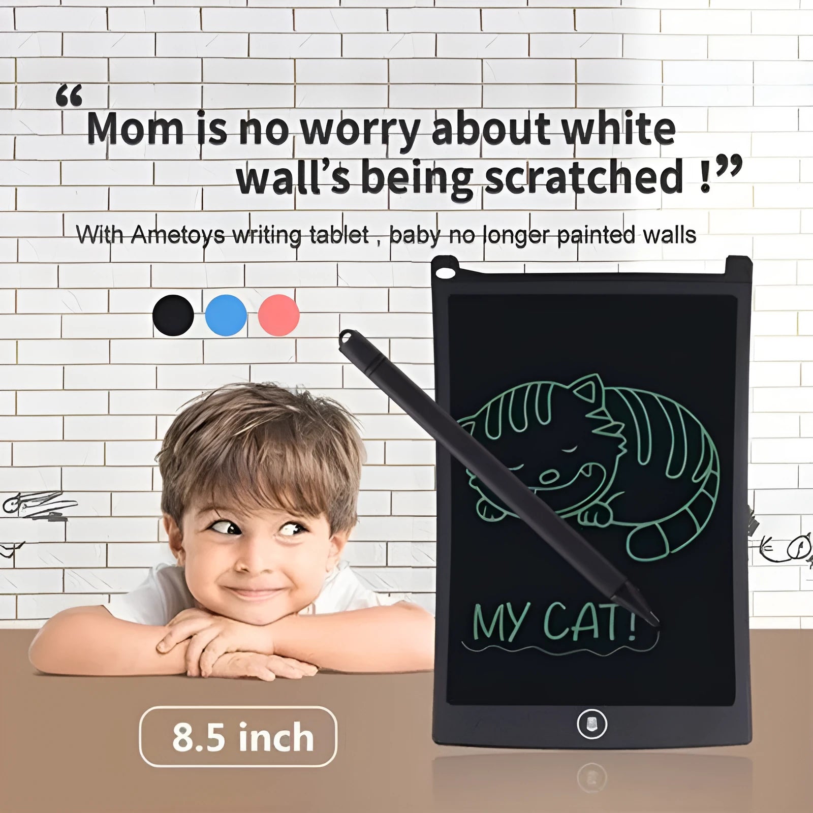 8.5 inch electronic drawing board with LCD screen and stylus pen in blue