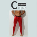 Men's ultra-thin thermal pants in black with low waist slim fit stretch nylon spandex fabric