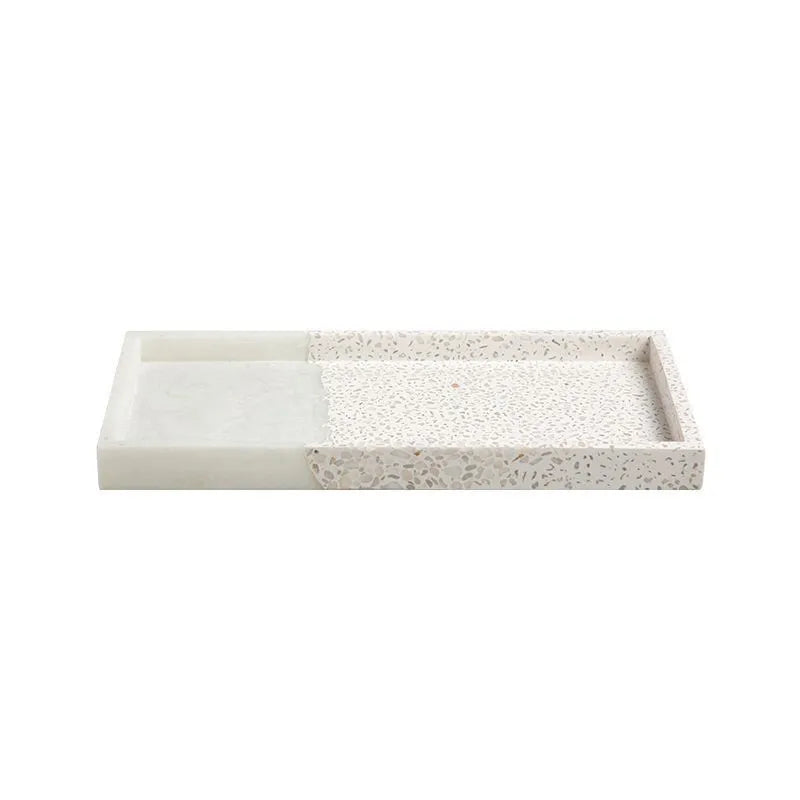 Resin terrazzo decorative storage tray 26.5x14x2cm colour SZ23038 on a coffee table