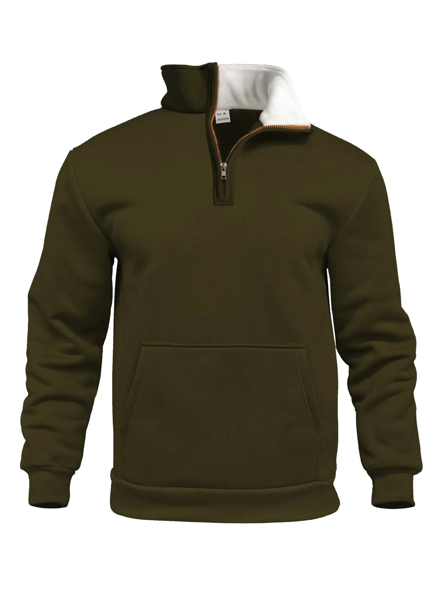 Casual high neck half-zip sweatshirt with 3D pocket, loose fit, polyester fabric, available in multiple colours