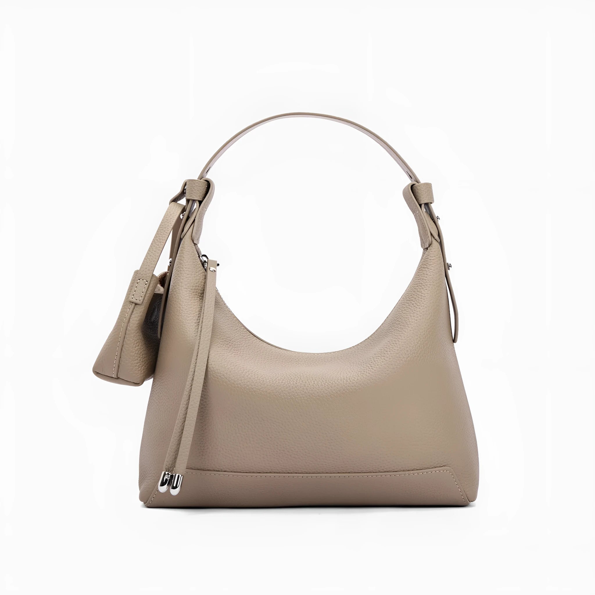 Genuine cowhide leather ladies shoulder bag in urban simplicity style with sewing thread detail