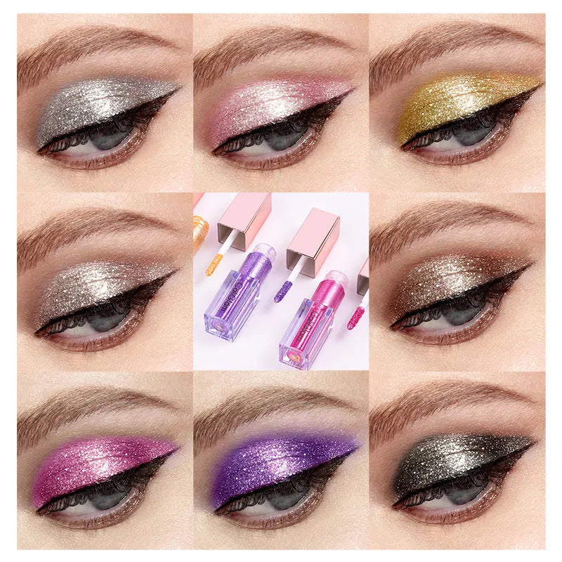 Multicolor pearl glitter liquid eyeshadow set in black base with 8 shimmer shades classification C005