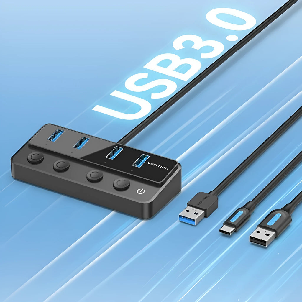 Vention USB 3.0 4-port extender docking station with 1 metre cable, multi-interface plug