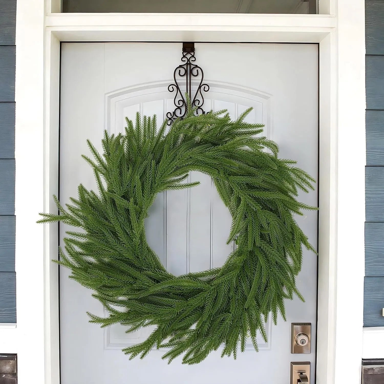 60cm plastic PE front door garland in American country style with multiple leaf density options