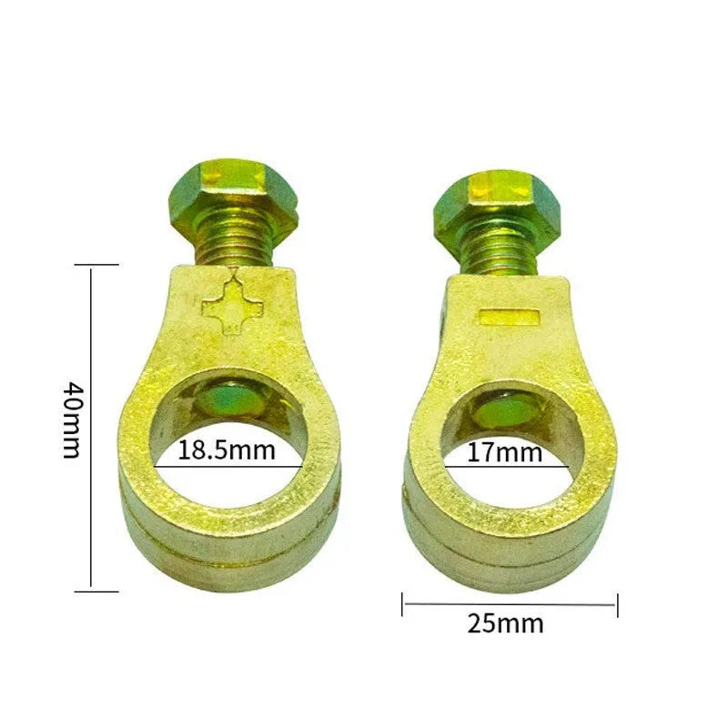 Pure copper automotive battery terminal clamp with 0-gauge fitting for vehicle electrical connections