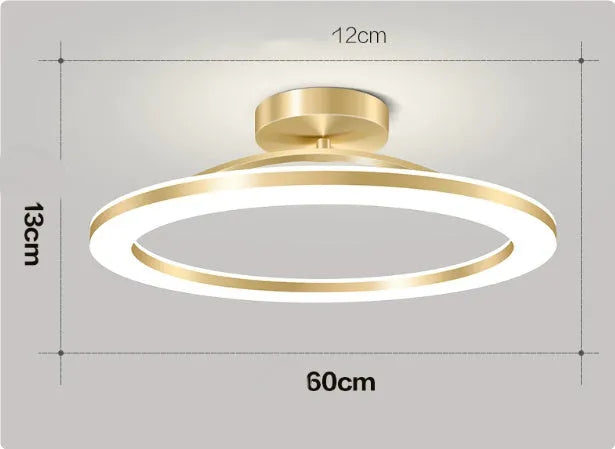 Modern minimalist ring ceiling lamp LED in black finish, 20cm diameter for hallway