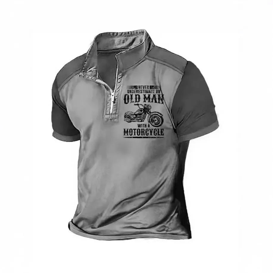 Men's casual polo shirt with digital letter printing and lapel collar in a colour from the PL02-GG7366 series.