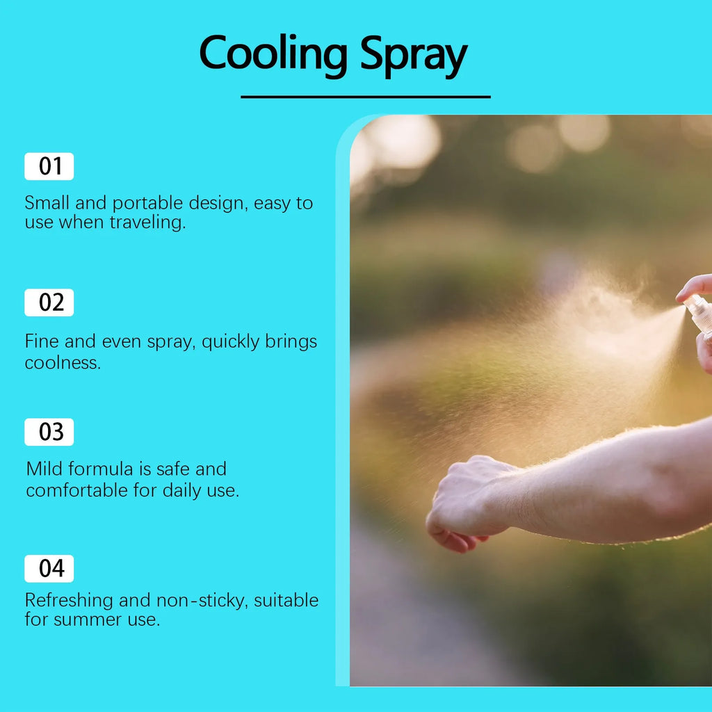 50ml cooling spray bottle with mint extract formula for summer heat relief