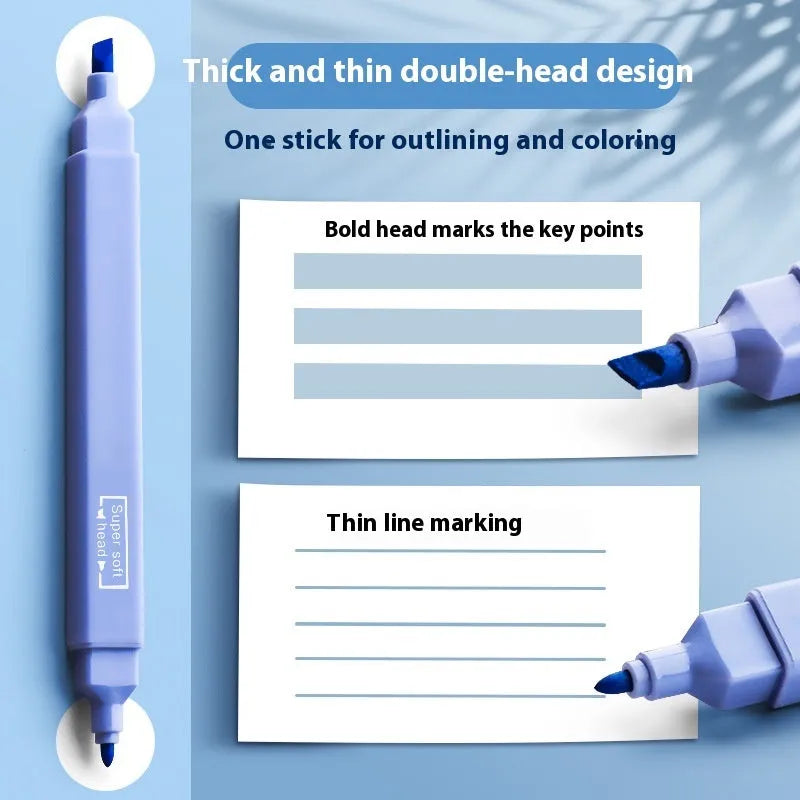 Set of double-headed fluorescent marker pens in Salt series, Sweet series, and mixed colours.