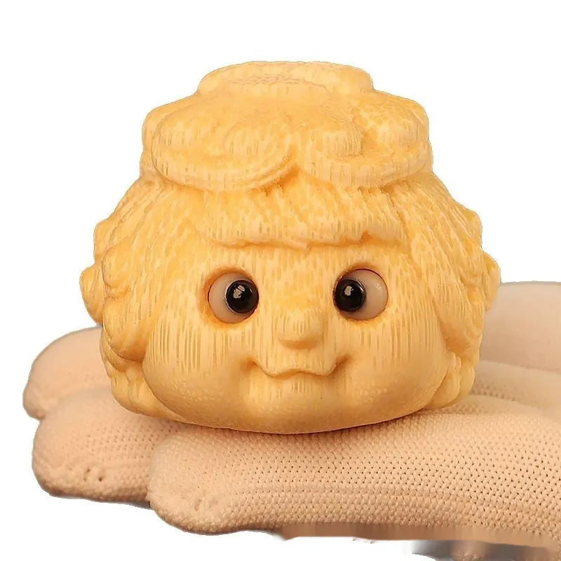 Solid bamboo golden toad princess ornament carving 5cm size