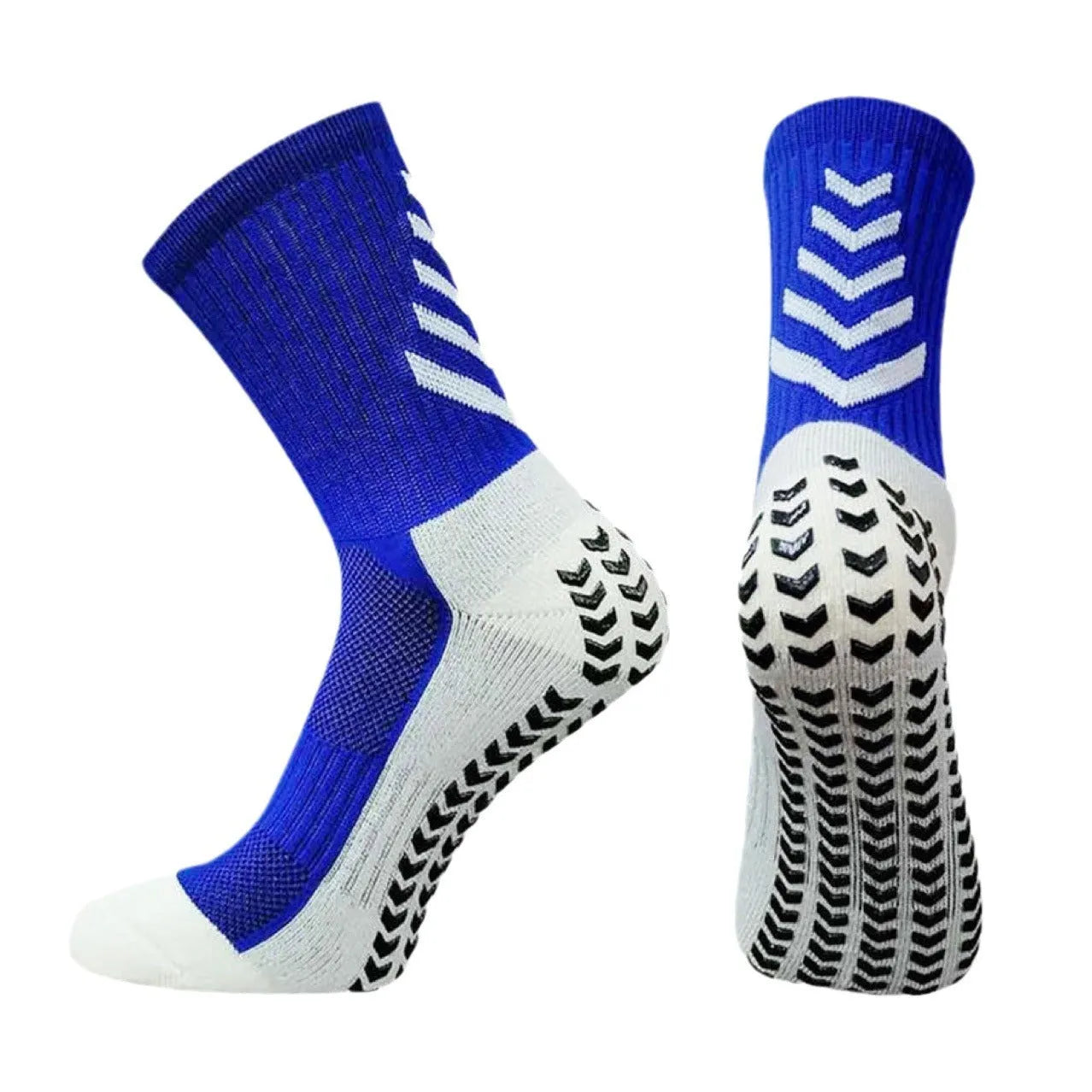 Men's mid-calf athletic socks in arrow colours with geometric patterns and non-slip silicone