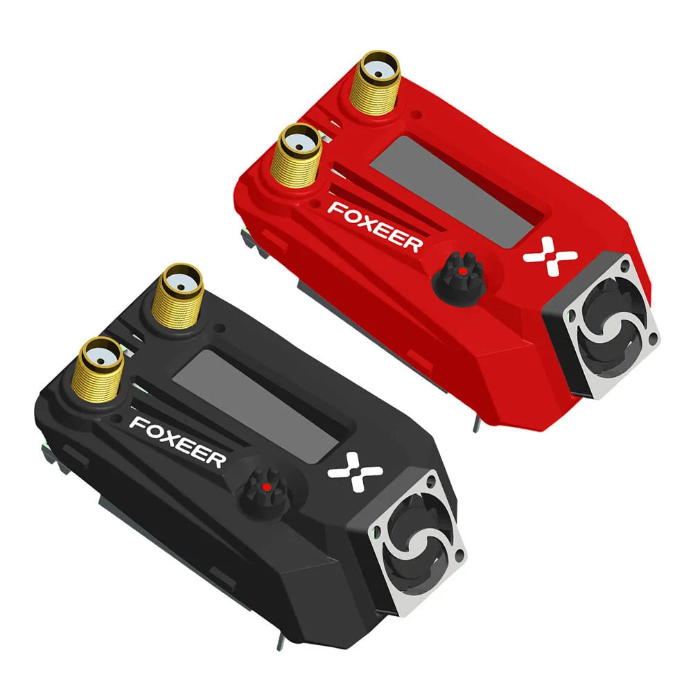 Black Wildfire FPV glasses with dual receiver system, lightweight 58g design for drone racing