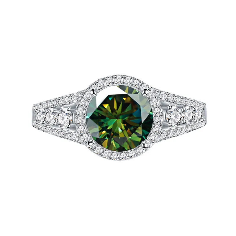2 carat round cut colour moissanite ring in sterling silver S925 men's ring 6mm
