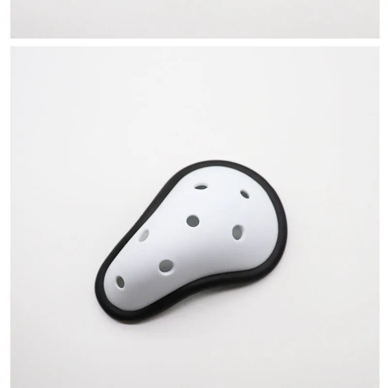 Black rubber genital protector for sports like Sanda, boxing, and hockey.