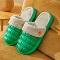 A pair of pink detachable EVA slippers with plush lining and a textured sole.