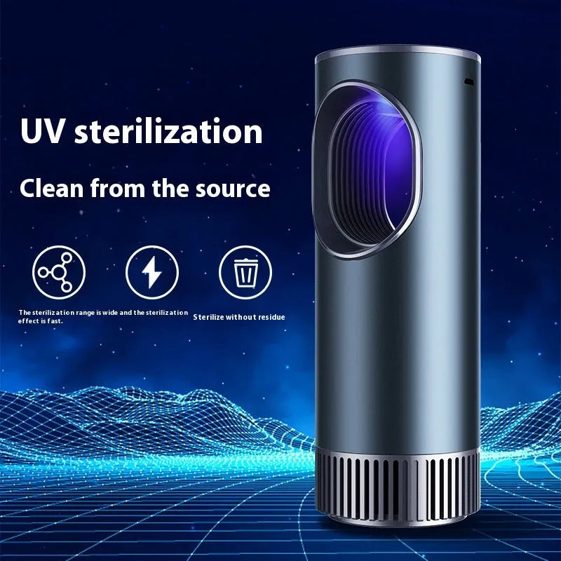 Black USB-powered car air purifier for formaldehyde removal and air ionisation.