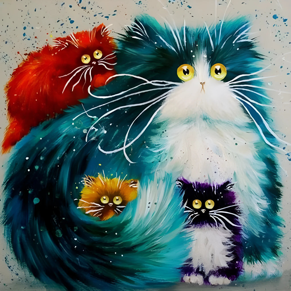 Scared Or Surprised cat painting by numbers kit with canvas, acrylic paints, and brushes.