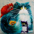 Scared Or Surprised cat painting by numbers kit with canvas, acrylic paints, and brushes.