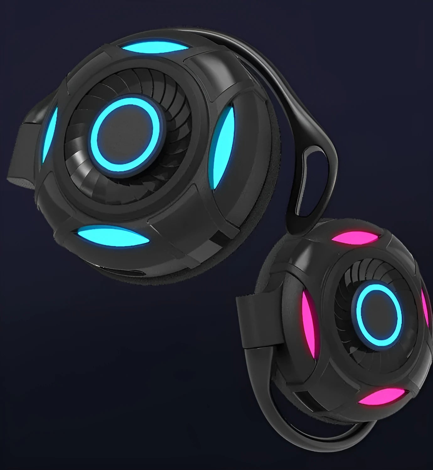 Black and white wireless Bluetooth gaming earphones with over-ear hanging design