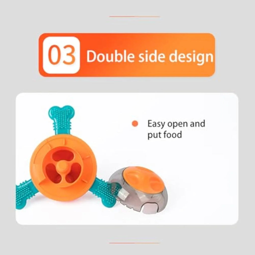Interactive dog chew toy with treat dispenser and rubber bones for small and medium puppies